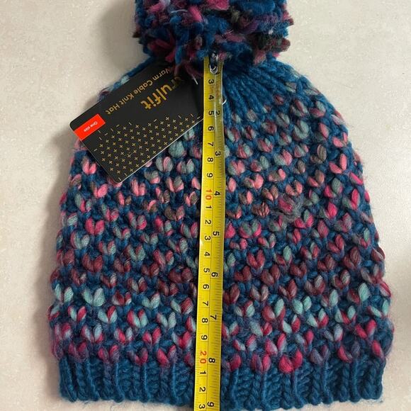 Trufit Ladies’ Cable Knit Winter Hat Greenish/Blue NWT One Size - Picture 7 of 8